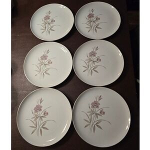 Royal Sovereign Fine China Blush Rose Dinner Plates Set of 6 Floral Gold Trim
